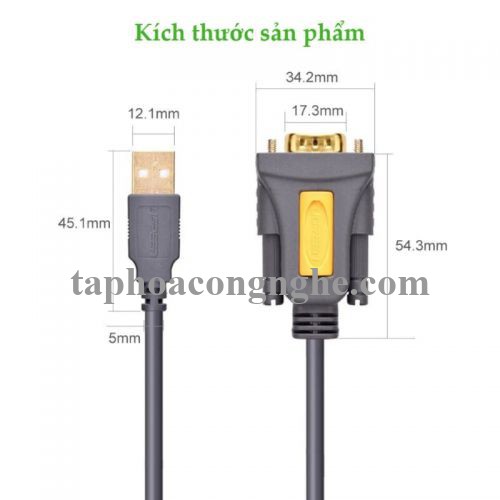 Ugreen 20223 3M Cáp tín hiệu chuyển đổi USB 2.0 sang COM RS232 cao cấp CR104 30020223